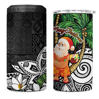 Polynesian 4 in 1 Can Cooler Tumbler Tropical Santa - Plumeria Black Vintage