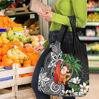 Polynesian Grocery Bag Tropical Santa - Plumeria Black Vintage