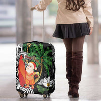 Polynesian Luggage Cover Tropical Santa - Plumeria Black Vintage