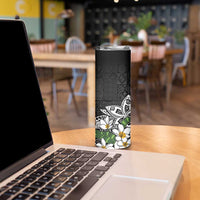 Polynesian Skinny Tumbler Tropical Santa - Plumeria Black Vintage