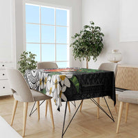 Polynesian Tablecloth Tropical Santa - Plumeria Black Vintage