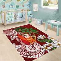 Polynesian Area Rug Tropical Santa - Plumeria Red Vintage