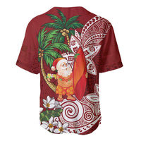 Polynesian Baseball Jersey Tropical Santa - Plumeria Red Vintage LT7 - Polynesian Pride