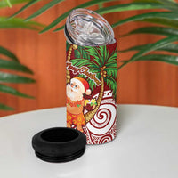 Polynesian 4 in 1 Can Cooler Tumbler Tropical Santa - Plumeria Red Vintage
