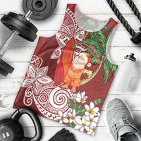 Polynesian Men Tank Top Tropical Santa - Plumeria Red Vintage