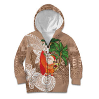 Polynesian Kid Hoodie Tropical Santa - Plumeria Beige Vintage
