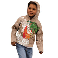 Polynesian Kid Hoodie Tropical Santa - Plumeria Beige Vintage