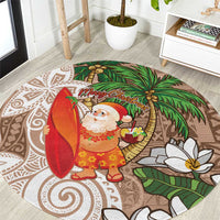 Polynesian Round Carpet Tropical Santa - Plumeria Beige Vintage LT7 Beige - Polynesian Pride