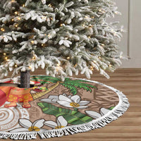 Polynesian Tree Skirt Tropical Santa - Plumeria Beige Vintage