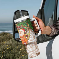 Polynesian Tumbler With Handle Tropical Santa - Plumeria Beige Vintage LT7 - Polynesian Pride