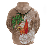 Polynesian Zip Hoodie Tropical Santa - Plumeria Beige Vintage LT7 - Polynesian Pride
