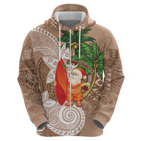 Polynesian Zip Hoodie Tropical Santa - Plumeria Beige Vintage LT7 - Polynesian Pride