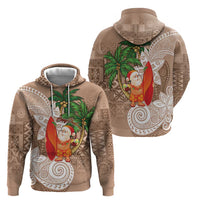 Polynesian Zip Hoodie Tropical Santa - Plumeria Beige Vintage LT7 - Polynesian Pride