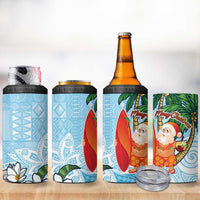 Polynesian 4 in 1 Can Cooler Tumbler Tropical Santa - Plumeria Turquoise Vintage