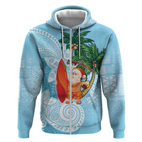 Polynesian Zip Hoodie Tropical Santa - Plumeria Turquoise Vintage LT7 Zip Hoodie Turquoise - Polynesian Pride