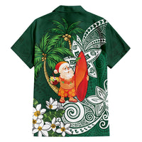 Polynesian Family Matching Tank Maxi Dress and Hawaiian Shirt Tropical Santa - Plumeria Green Vintage LT7 - Polynesian Pride
