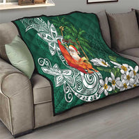 Polynesian Quilt Tropical Santa - Plumeria Green Vintage