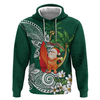Polynesian Zip Hoodie Tropical Santa - Plumeria Green Vintage LT7 Pullover Hoodie Green - Polynesian Pride