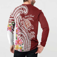 Aloha Hawaii Island Personalized Button Sweatshirt Crimson Dreamy Turtle
