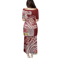 Aloha Hawaii Island Personalized Family Matching Puletasi and Hawaiian Shirt Crimson Dreamy Turtle