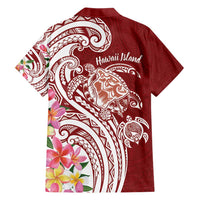 Aloha Hawaii Island Personalized Family Matching Short Sleeve Bodycon Dress and Hawaiian Shirt Crimson Dreamy Turtle