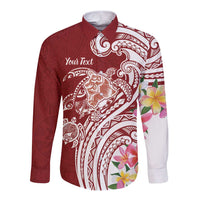 Aloha Hawaii Island Personalized Long Sleeve Button Shirt Crimson Dreamy Turtle