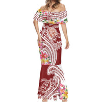 Aloha Hawaii Island Personalized Mermaid Dress Crimson Dreamy Turtle