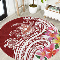Aloha Hawaii Island Personalized Round Carpet Crimson Dreamy Turtle LT7 Red - Polynesian Pride