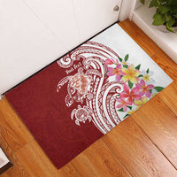 Aloha Hawaii Island Personalized Rubber Doormat Crimson Dreamy Turtle