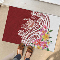 Aloha Hawaii Island Personalized Rubber Doormat Crimson Dreamy Turtle