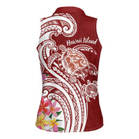 Aloha Hawaii Island Personalized Women Sleeveless Polo Shirt Crimson Dreamy Turtle
