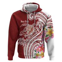 Aloha Hawaii Island Personalized Zip Hoodie Crimson Dreamy Turtle