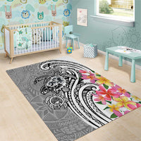 Aloha Kahoolawe Island Personalized Area Rug Ashen Dreamy Turtle