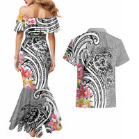 Aloha Kahoolawe Island Personalized Couples Matching Mermaid Dress and Hawaiian Shirt Ashen Dreamy Turtle