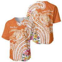 Aloha Lanai Island Personalized Baseball Jersey Orange Dreamy Turtle