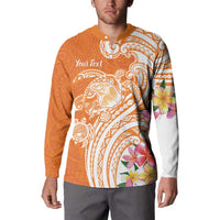 Aloha Lanai Island Personalized Button Sweatshirt Orange Dreamy Turtle