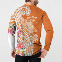 Aloha Lanai Island Personalized Button Sweatshirt Orange Dreamy Turtle