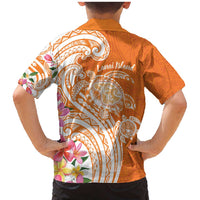 Aloha Lanai Island Personalized Family Matching Mermaid Dress and Hawaiian Shirt Orange Dreamy Turtle