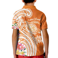 Aloha Lanai Island Personalized Kid Polo Shirt Orange Dreamy Turtle
