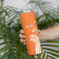 Aloha Lanai Island Personalized Skinny Tumbler Orange Dreamy Turtle