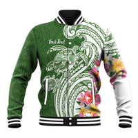 Aloha Molokai Island Personalized Baseball Jacket Sage Dreamy Turtle