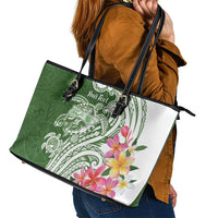 Aloha Molokai Island Personalized Leather Tote Bag Sage Dreamy Turtle