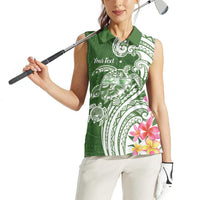 Aloha Molokai Island Personalized Women Sleeveless Polo Shirt Sage Dreamy Turtle