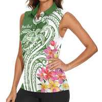 Aloha Molokai Island Personalized Women Sleeveless Polo Shirt Sage Dreamy Turtle