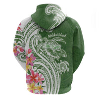 Aloha Molokai Island Personalized Zip Hoodie Sage Dreamy Turtle