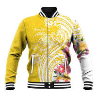 Aloha Oahu Island Personalized Baseball Jacket Yellow Dreamy Turtle