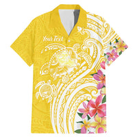 Aloha Oahu Island Personalized Family Matching Mermaid Dress and Hawaiian Shirt Yellow Dreamy Turtle