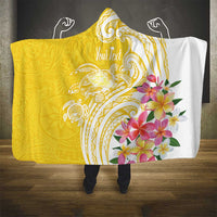 Aloha Oahu Island Personalized Hooded Blanket Yellow Dreamy Turtle