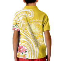 Aloha Oahu Island Personalized Kid Polo Shirt Yellow Dreamy Turtle