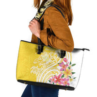 Aloha Oahu Island Personalized Leather Tote Bag Yellow Dreamy Turtle
